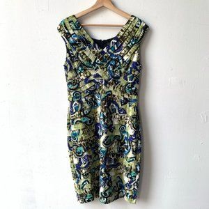 Adrianna Papell tiered printed pattern dress 14